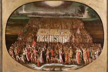 El éxodo de las doce tribus de Israel con el Arca de la Alianza